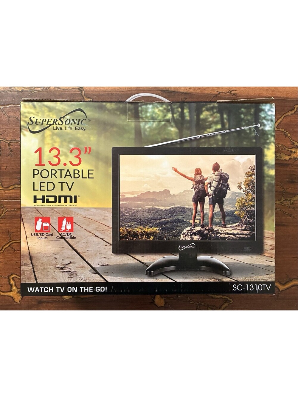 Supersonic 13.3" Portable LED TV w HDMI Input AC/DC Compatible SC-1310 Open Box